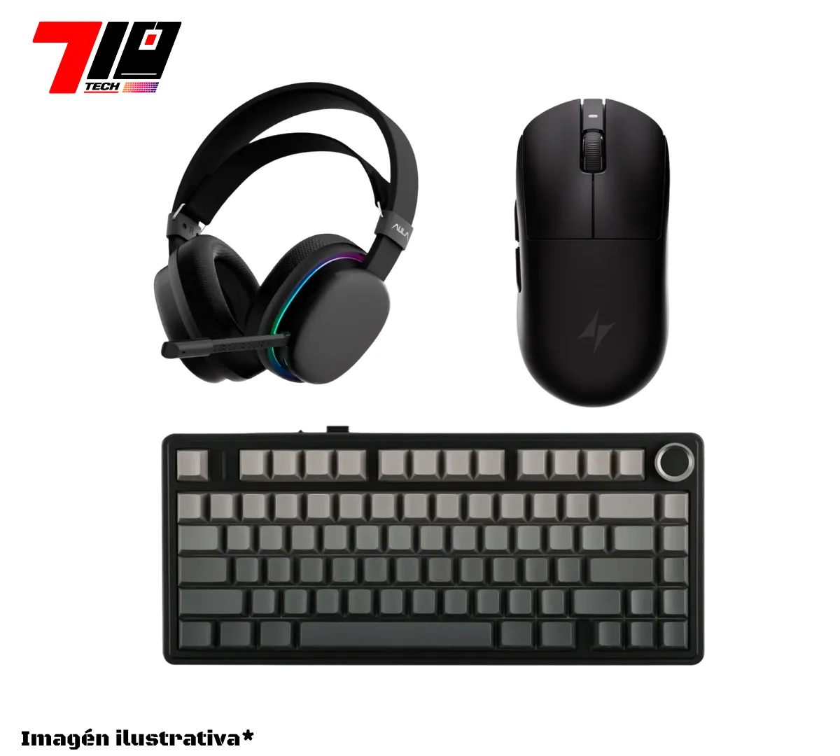 Combo Auricular G7 + Mouse A9 Plus 2.0 + Teclado F75 Black Degrade
