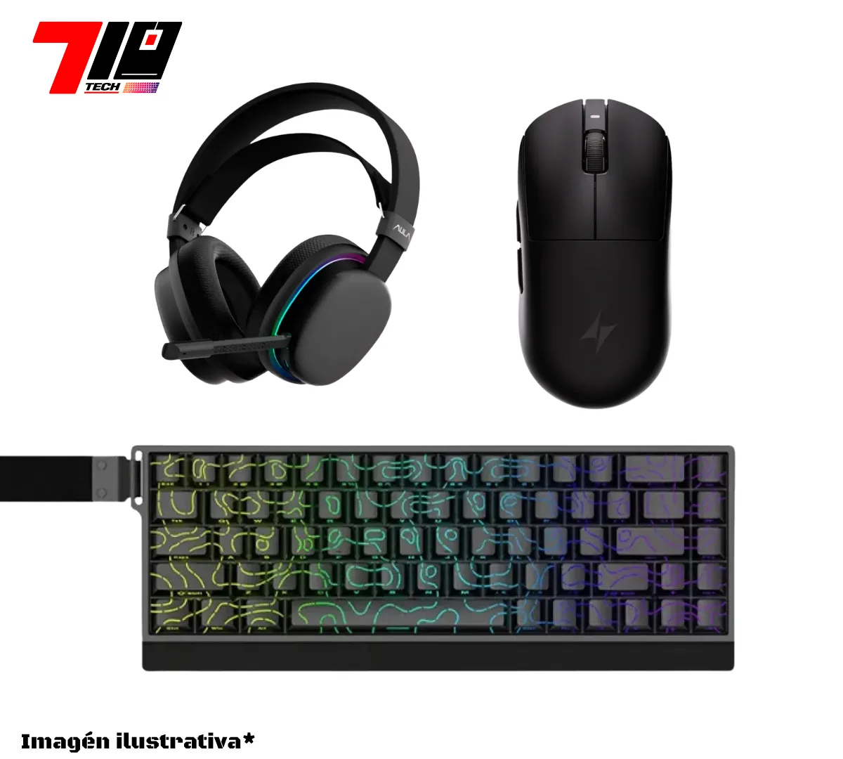 Combo Auricular G7 + Mouse A9 Pro Max 2.0 + Teclado Mercury68 Max Black