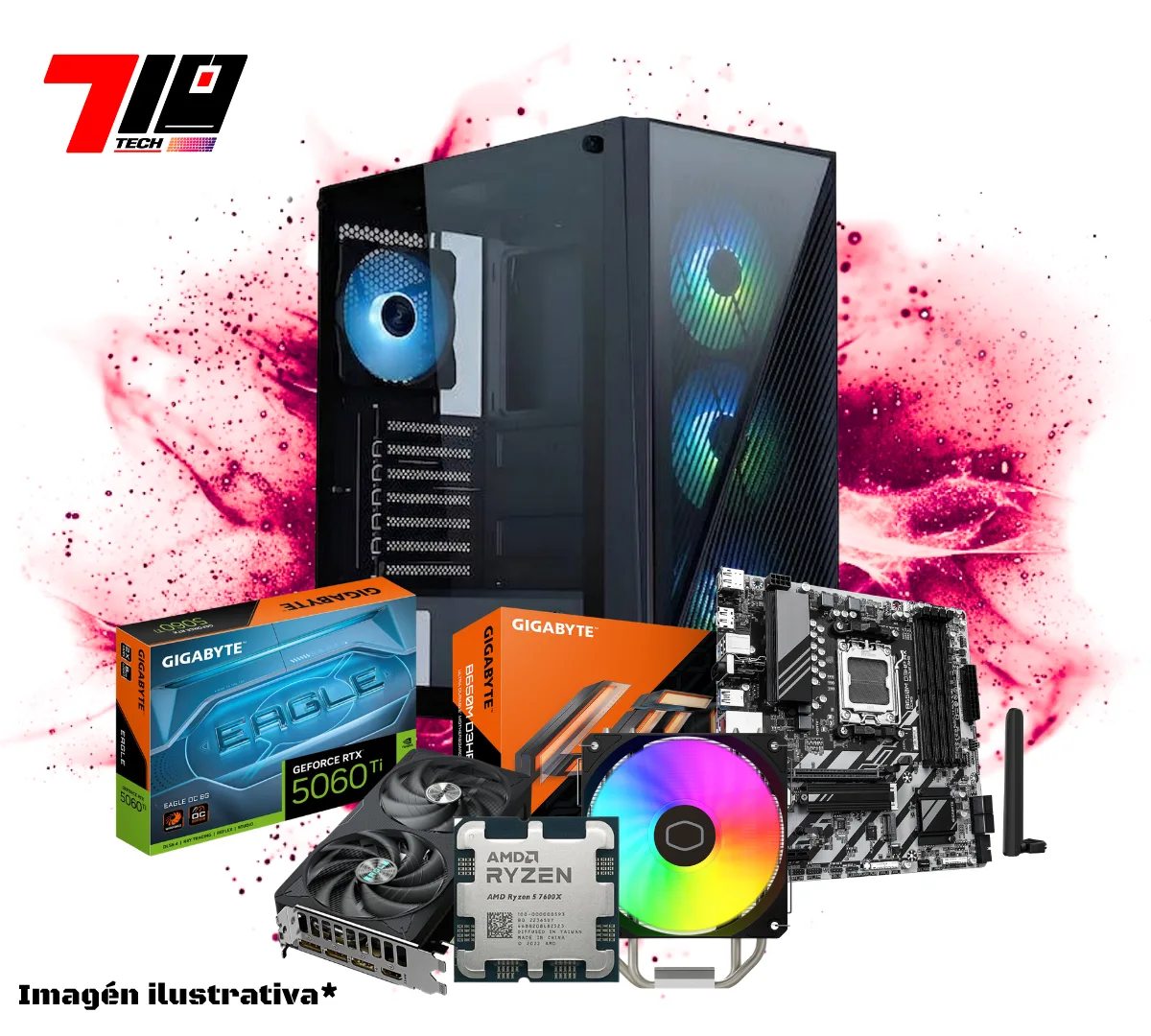 Pc Gamer Ryzen 5 7600X + Rtx 5060Ti 8gb AM5