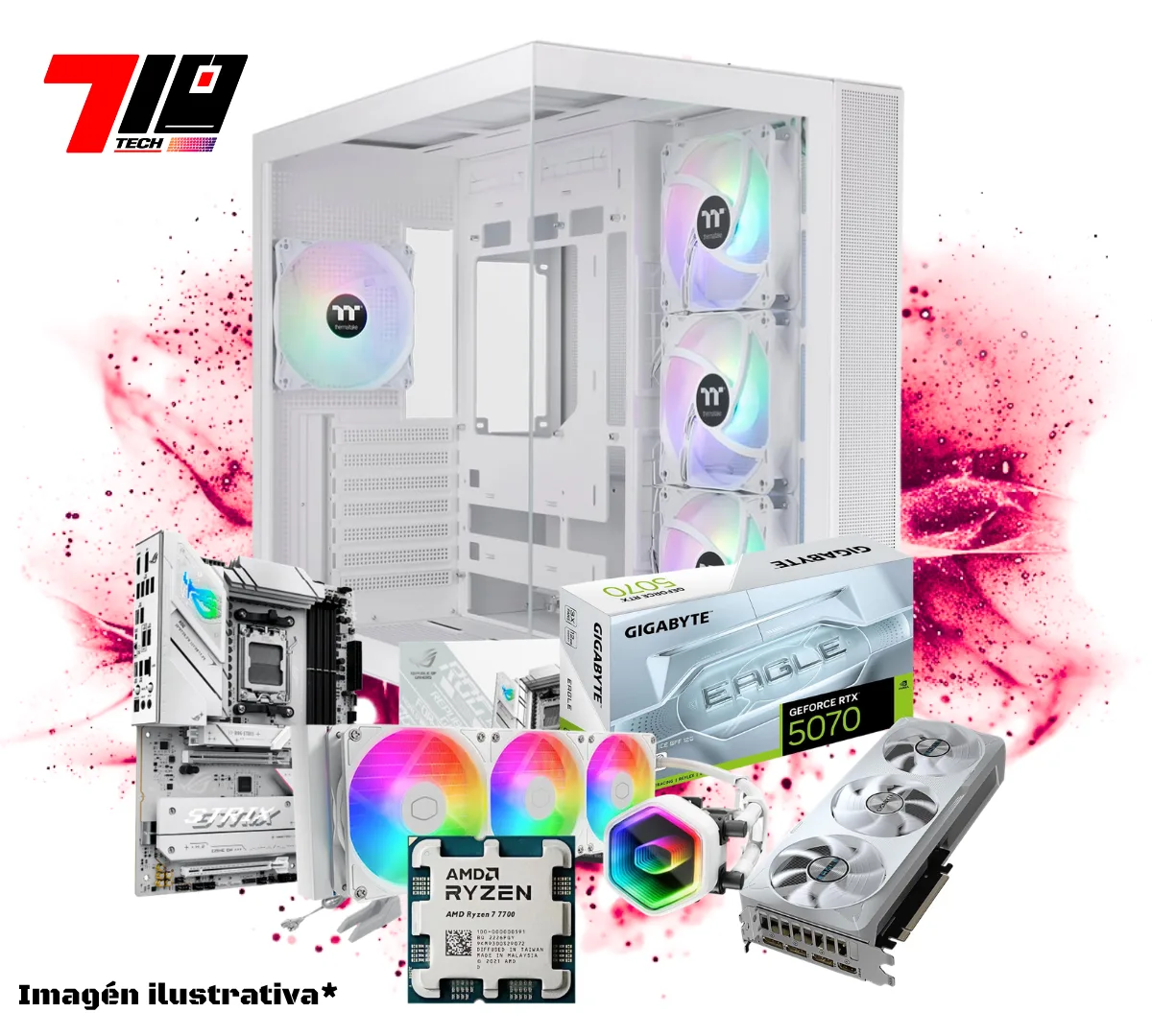 Pc Gamer Ryzen 7 7700 + Rtx 5070 12gb AM5 White