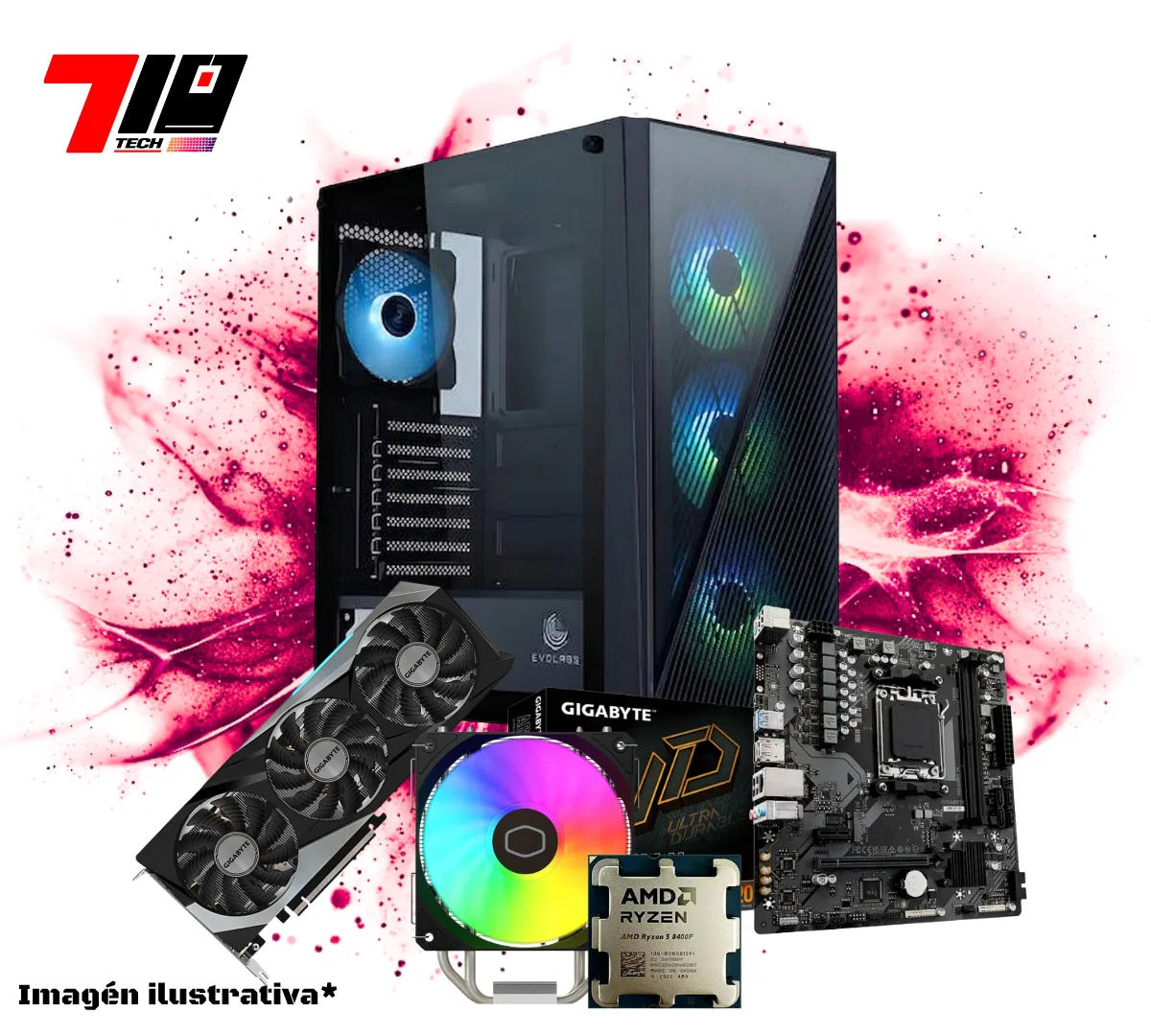 Pc Gamer Ryzen 5 8400F + Rtx 3070 8gb AM5