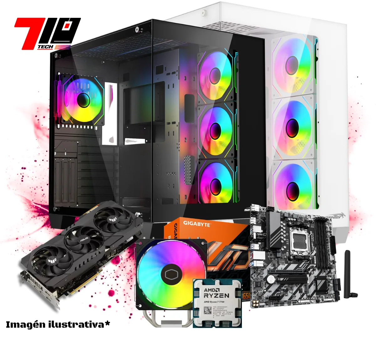 Pc Gamer Ryzen 7 7700 + Rtx 3080 10gb AM5