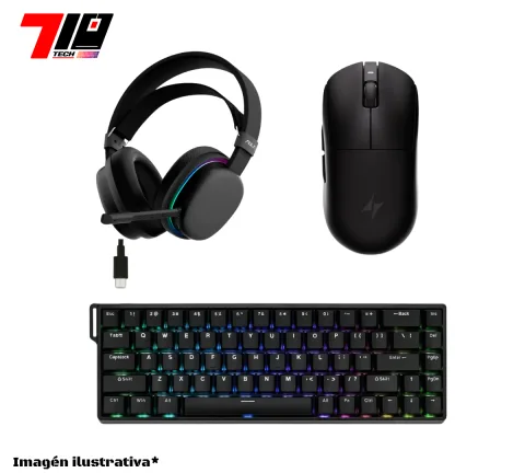 Combo Auricular G7 + Mouse A9 Plus 2.0 + Teclado Win68he Black Standard