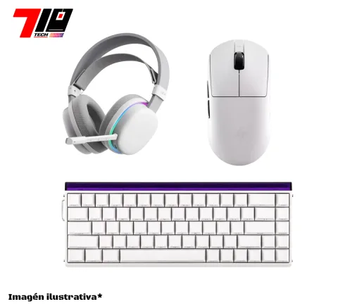 Combo Auricular G7 + Mouse A9 Plus 2.0 + Teclado 68 He White Sideprint
