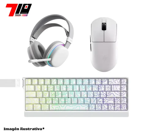 Combo Auricular G7 + Mouse A9 Pro Max 2.0 + Teclado Mercury68 Max White