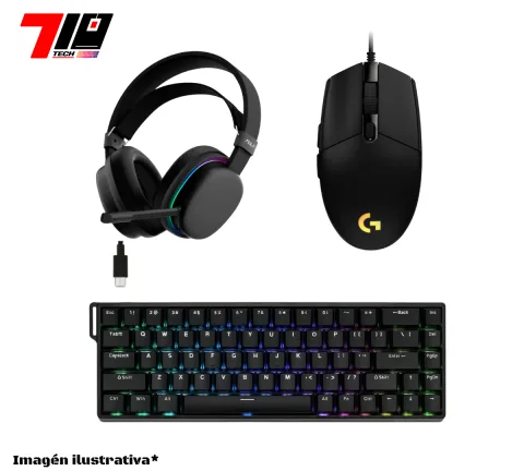 Combo Auricular G7 + Mouse G203 Lightsync + Teclado Win68he Black Standard