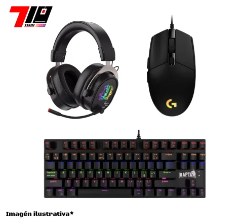 Combo Auricular Infierno Pro X 7.1 Wireless+ Mouse G203 Lightsync + Teclado M87 Black