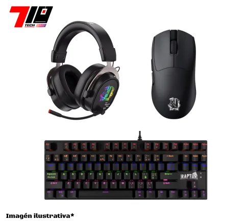 Combo Auricular Infierno Pro X 7.1 Wireless+ Mouse Storm Grip Wireless + Teclado M87 Black