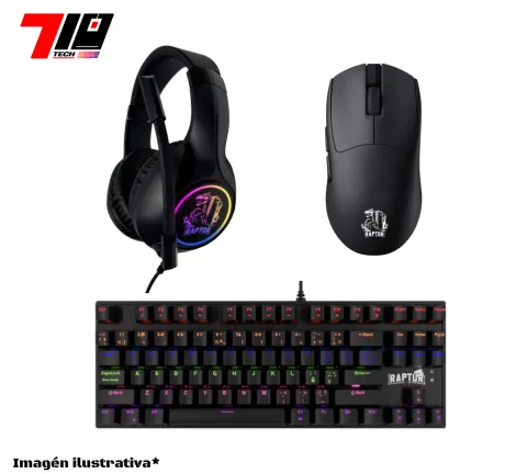 Combo Auricular Raptor Shadow Core Rgb + Mouse Storm Grip Wireless + Teclado M87 Black