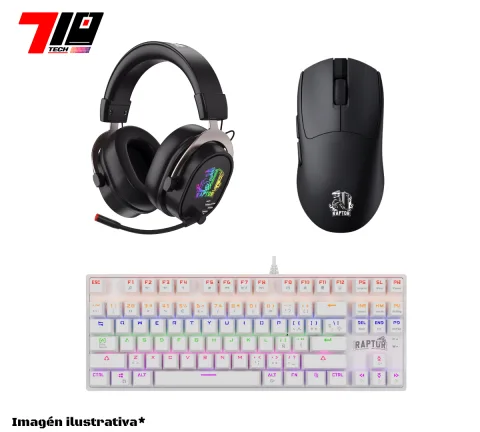 Combo Auricular Infierno Pro X 7.1 Wireless+ Mouse Storm Grip Wireless + Teclado M87 White
