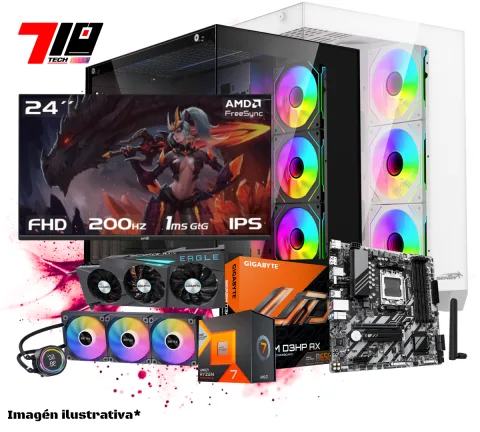 Pc Gamer Ryzen 7 7800x3d + Rtx 3080 Ti 12gb AM5 + Monitor Raptor Hawk Eye 24 Ips Fhd 200hz 1ms