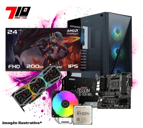 Pc Gamer Ryzen 7 5700X + Rtx 3080 10gb AM4 + Monitor Raptor Hawk Eye 24 Ips Fhd 200hz 1ms