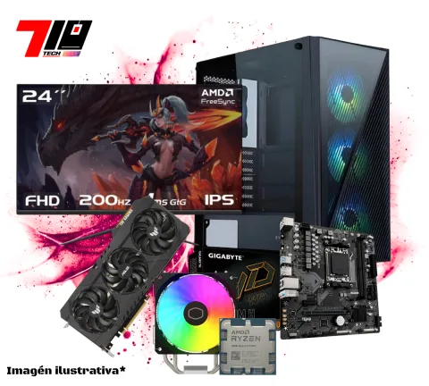 Pc Gamer Ryzen 5 7500F + Rtx 3070 Ti 8gb AM5 + Monitor Raptor Hawk Eye 24 Ips Fhd 200hz 1ms