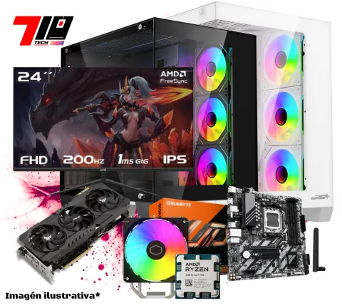 Pc Gamer Ryzen 7 7700 + Rtx 3080 10gb AM5 + Monitor Raptor Hawk Eye 24 Ips Fhd 200hz 1ms