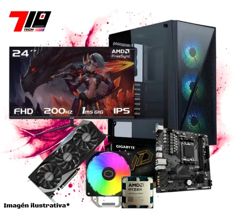 Pc Gamer Ryzen 5 8400F + Rtx 3070 8gb AM5 + Monitor Raptor Hawk Eye 24 Ips Fhd 200hz 1ms