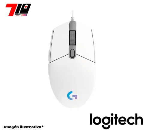 Mouse C-cable Logitech G203 Lightsync Blanco