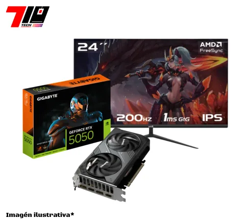 Rtx 5050 8gb Nueva + Monitor Raptor Hawk Eye 24 Ips Fhd 200hz 1ms