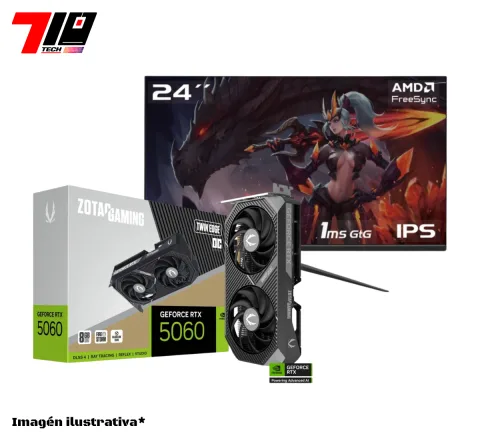 Rtx 5060 8gb Nueva + Monitor Raptor Hawk Eye 24 Ips Fhd 200hz 1ms